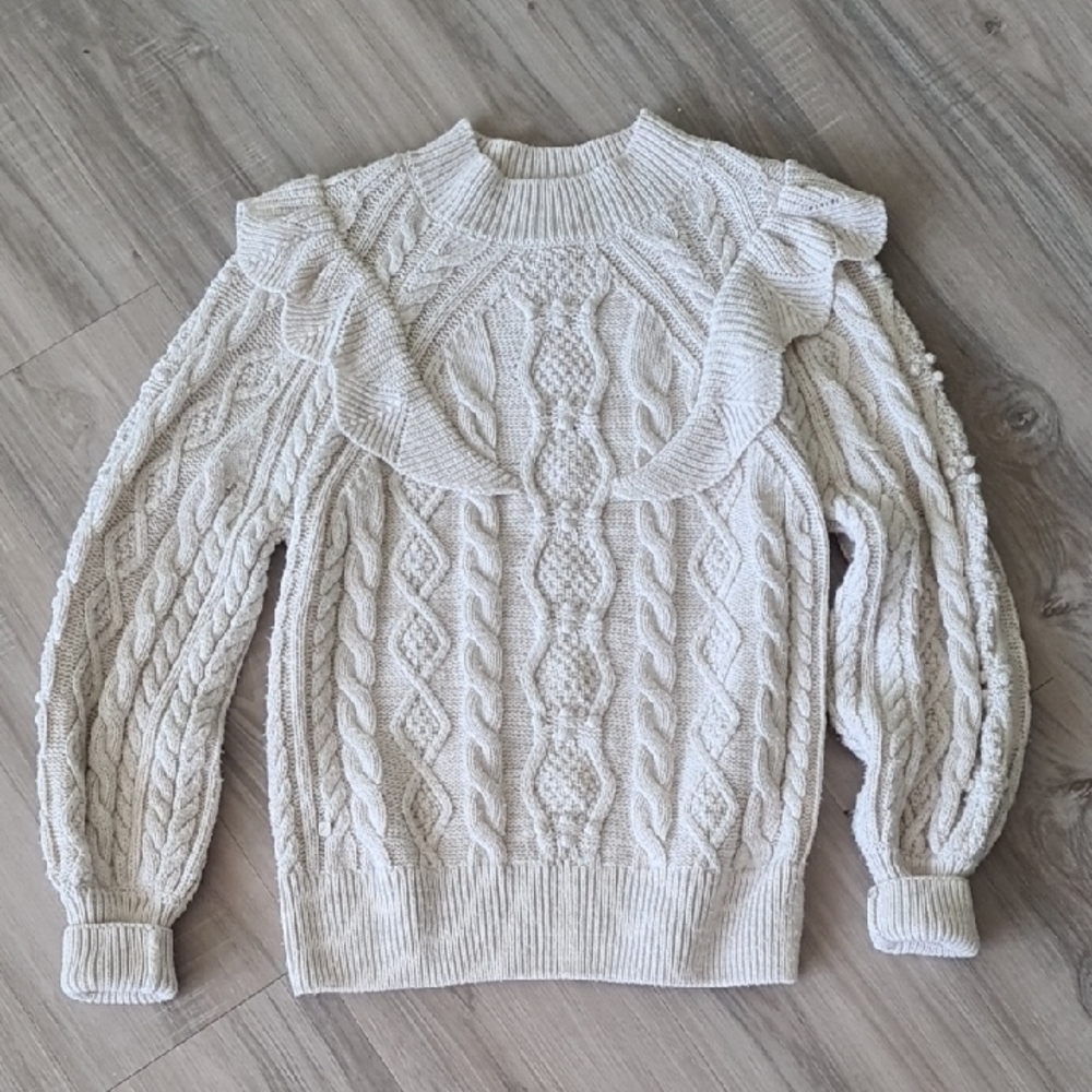 Elegant Cream Cable Knit Sweater